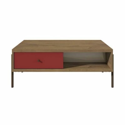 Manhattan Comfort Joy Double-Sided 2-Drawer End Table in Red & Off White
