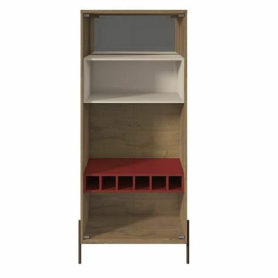 Manhattan Comfort Joy 6-Bottle Wine Cabinet with 4 Shelves in Red & Off White
