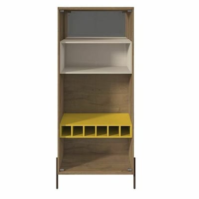 Manhattan Comfort Joy 6-Bottle Wine Cabinet with 4 Shelves in Yellow & Off White