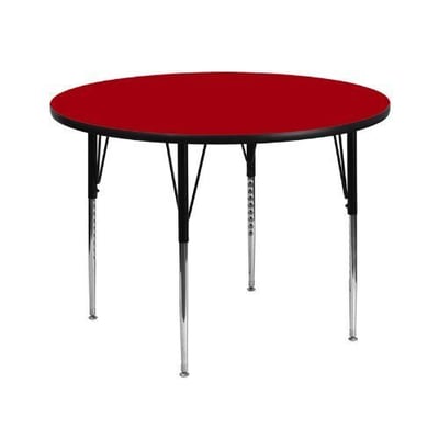 42'' Round Red Thermal Laminate Activity Table - Standard Height Adjustable Legs