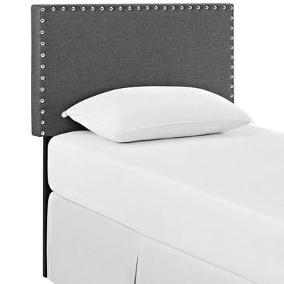 Modway Phoebe Fabric Upholstered Twin Size Headboard with Nailhead Trim in Gray