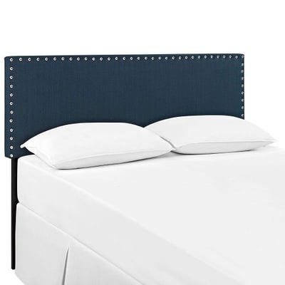Modway Phoebe Fabric Upholstered Queen Size Headboard with Nailhead Trim in Azure