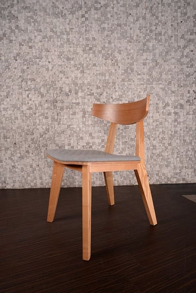 Mid-Century Norwegian Modern Ashtree Armless Chair, Natural Wood, Grey