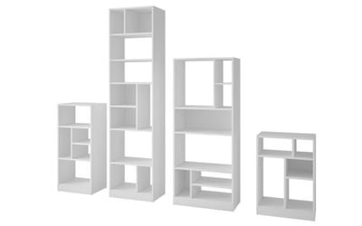 Manhattan Comfort 4 Piece Valenca Bookcase Set in White