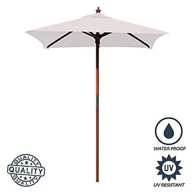 Above All Advertising, Inc. AAA Best 4 Feet Brolliz Square Wood Market Umbrella - Outdoor Garden Patio Umbrella (White)