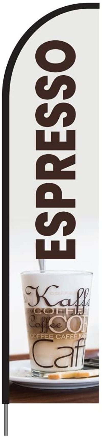 Espresso EVO Feather Flag with Pole Kit Coffee Shop Banner, 15 feet 