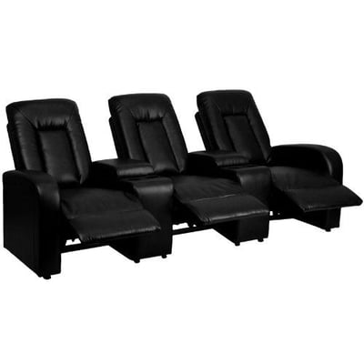 3-Seat Leather Home Theater Recliner with Storage Console