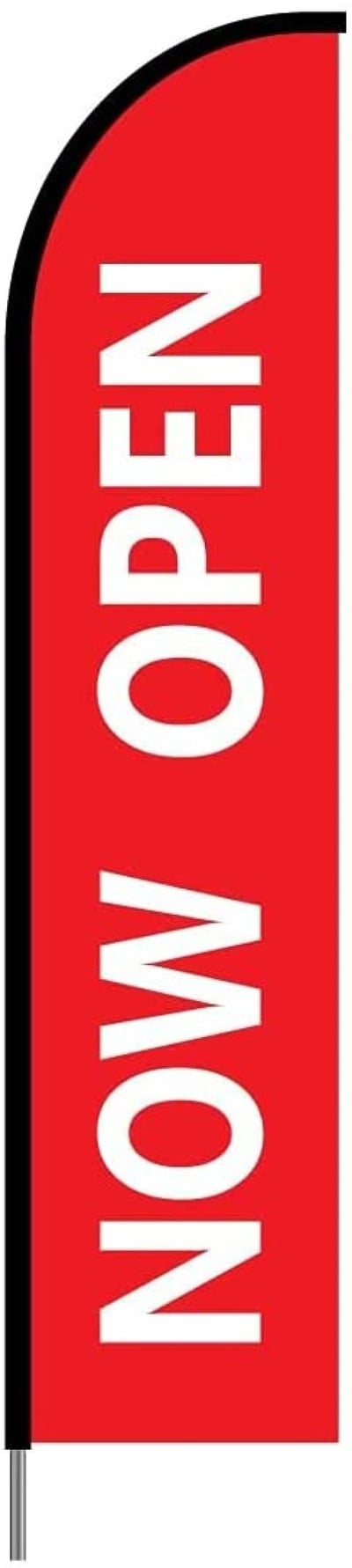 EVO Now Open Sign Banner Feather Flag with Pole Kit, 15 feet - Red