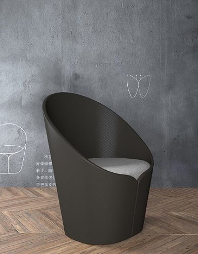 Butterfly Modern Fiber Glass Petal Lounge Chair, Black