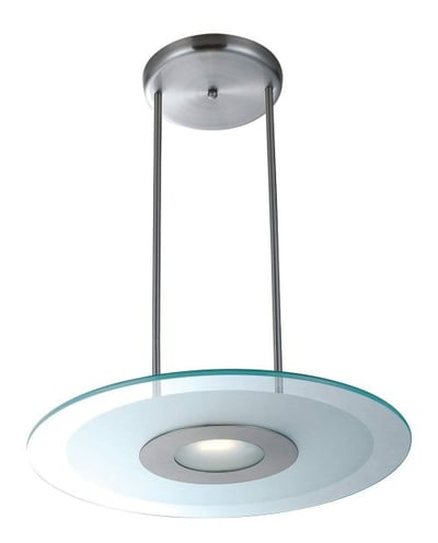 Access Lighting 50484-BS/CFR Helius One Light Pendant, Brushed Steel Finish with Clear Frosted Glass Shade