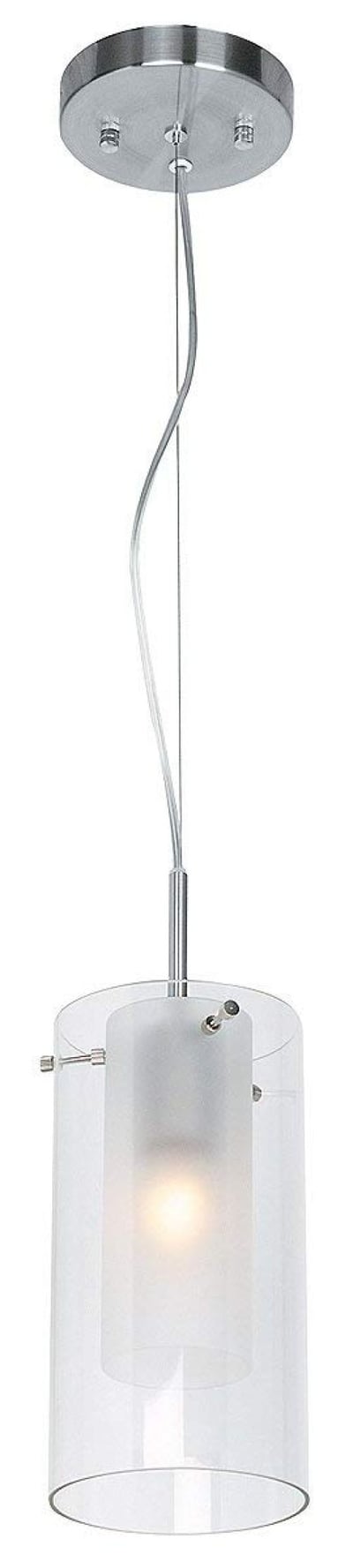 Access Lighting 50514-BS/FRC Proteus Cable Suspended Pendant, Brushed Steel with Frosted Inner/Clear Outer Glass