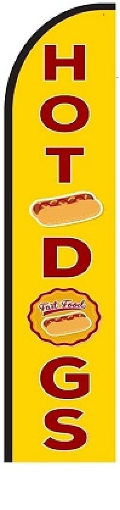 Hot Dogs EVO Feather Flag with Pole Kit Advertising Store Display, 15 feet, Yellow