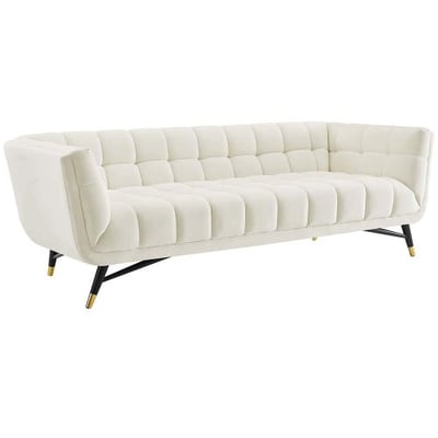 Modway Adept Upholstered Velvet Sofa, Ivory