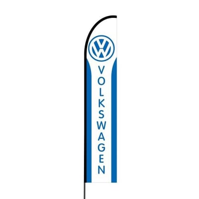 Attractive Outdoor Printed Promotional Business Advertising Swooper Flutter Feather Flag / Banner Complete Pole Kit and Spike, 15 Feet - Alt VW Flag