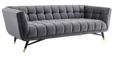 Modway Adept Upholstered Velvet Sofa, Gray