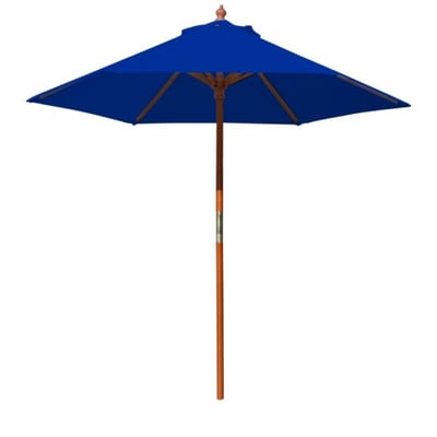 Above All Advertising, Inc. AAA Best 7 Feet Brolliz Round Wood Market Umbrella - Outdoor Garden Patio Umbrella (Blue)