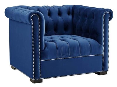 Modway Heritage Upholstered Velvet Armchair, Midnight Blue