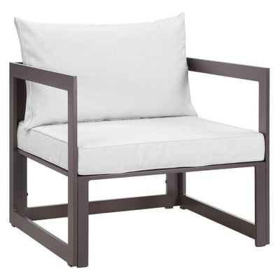 Modway Fortuna Aluminum Outdoor Patio Armchair in Brown White