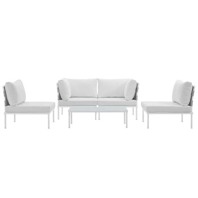 Modway EEI-2622-WHI-WHI-SET Harmony 5 Piece Outdoor Patio Aluminum Sectional Sofa Set, White