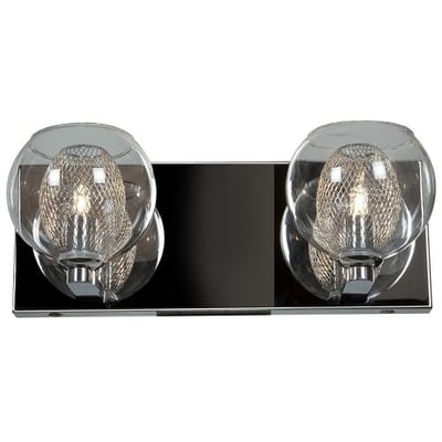 Aeria 2-Light Dimmable LED Metal Foil in Glass Vanity - Chrome Finish - Clear Glass Shade