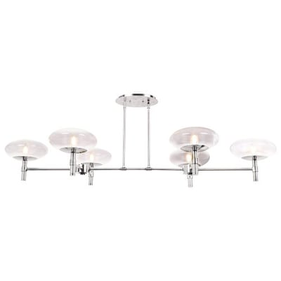 Access Lighting Grand 6-Light Linear Chandelier - Brushed Steel Finish with Clear Glass Shade