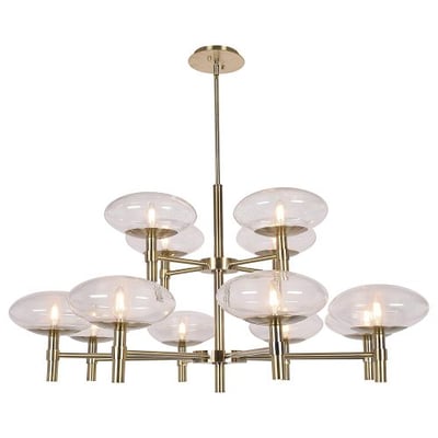 Access Lighting Grand 12-Light Two-Tier Chandelier - Brushed Brass Finish with Clear Glass Shade