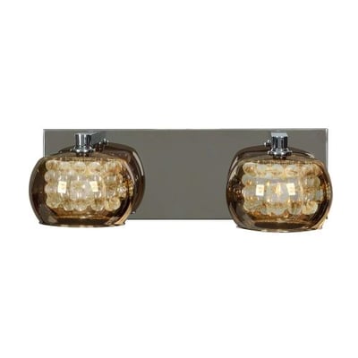 Glam - 2-Light - Vanity - Chrome Finish - Mirror Glass and Crystal Shade