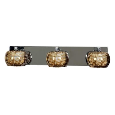 Glam - 3-Light - Vanity - Chrome Finish - Mirror Glass and Crystal Shade