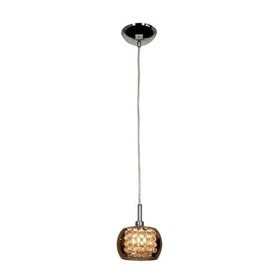 Glam - 1-Light - Pendant - Chrome Finish - Mirror Glass and Crystal Shade