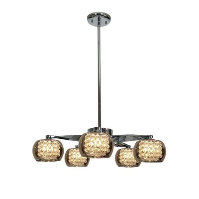 Access Lighting 52120-CH/MIR Glam Five Light Chandelier With Mirror Glass Shade, 22.8