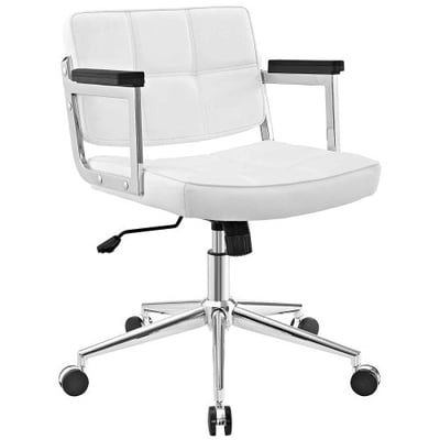 Modway Portray Mid-Back Upholstered Vinyl Modern Office Chair in White