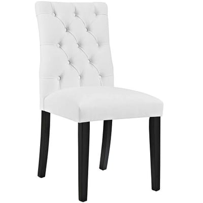 Modway Duchess Modern Elegant Button-Tufted Upholstered Vinyl Parsons Dining Side Chair in White