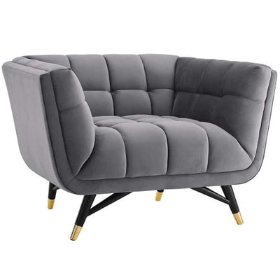 Modway Adept Upholstered Velvet Armchair, Gray