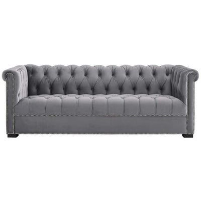 Modway Heritage Upholstered Velvet Sofa, Gray