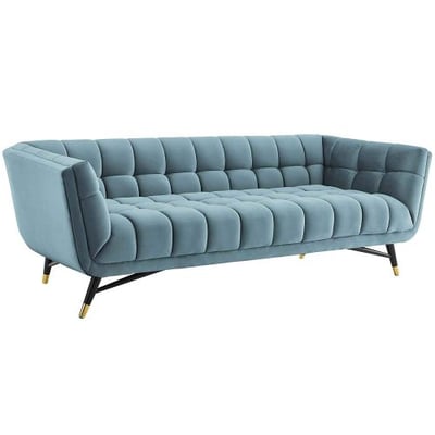 Modway Adept Upholstered Velvet Sofa, Sea Blue
