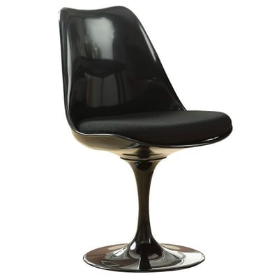 Modway Black Eero Saarinen Style Tulip Side Chair with Black Cushion