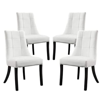 Modway Noblesse Vinyl Dining Side Chairs in White - Set of 4