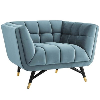 Modway Adept Upholstered Velvet Armchair, Sea Blue
