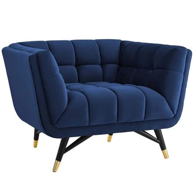 Modway Adept Upholstered Velvet Armchair, Midnight Blue