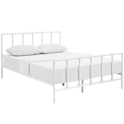 Modway Dower Stainless Steel Bed, Queen, White