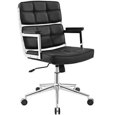 Modway Portray High-Back Upholstered Vinyl Modern Office Chair in Black
