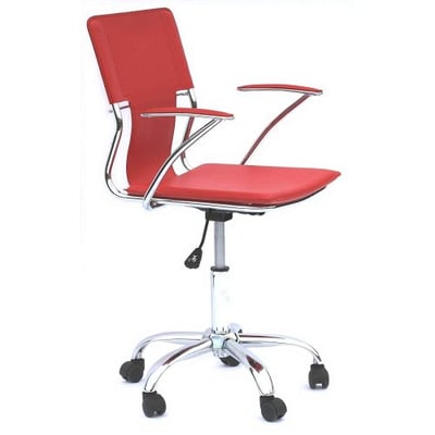 Modway Studio Faux Leather Swivel Task Office Chair in Red