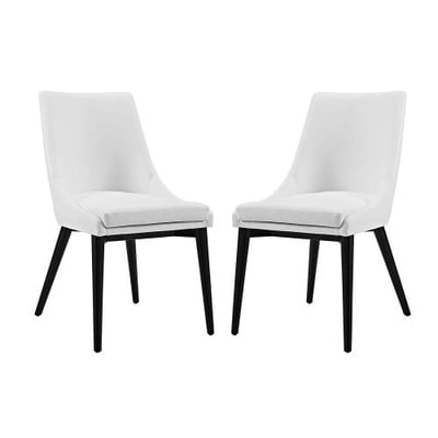 Modway Viscount Faux Leather Dining Chairs in White - Set of 2