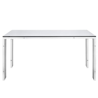 Modway Gridiron Stainless Steel Dining Table in Silver