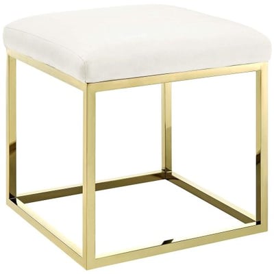Modway EEI-2849-GLD-IVO Anticipate Velvet Fabric Upholstered Contemporary Modern Ottoman with Stainless Steel Frame, Gold Ivory