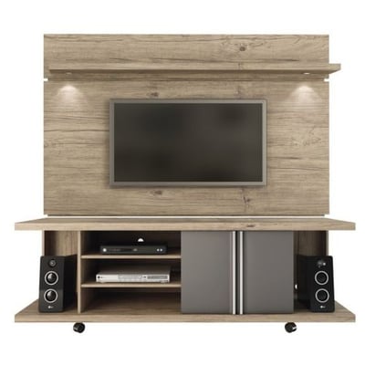 Manhattan Comforts Carnegie Stand and Park 1.8 Floating Wall TV Panel, 71Lx17.1Wx73H, Nature and Onyx