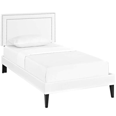 Modway MOD-5918-WHI Virginia Twin Platform Bed with Squared Tapered Legs, White