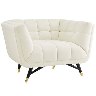 Modway Adept Upholstered Velvet Armchair, Ivory