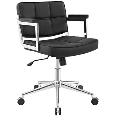 Modway Portray Mid-Back Upholstered Vinyl Modern Office Chair In Black