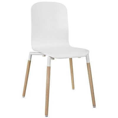 Modway Stack Contemporary Modern Wood Dining Side Chair in White